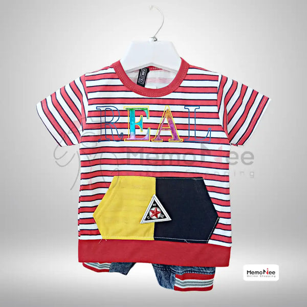 Boys Dress Jeans Short Stripe Shirt Tahiland Style