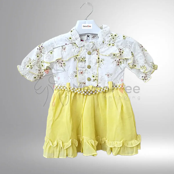 Girls Indonesia Copy Frock Suit high Quality Chicken Kari Printed Fabric With Accessori Belt