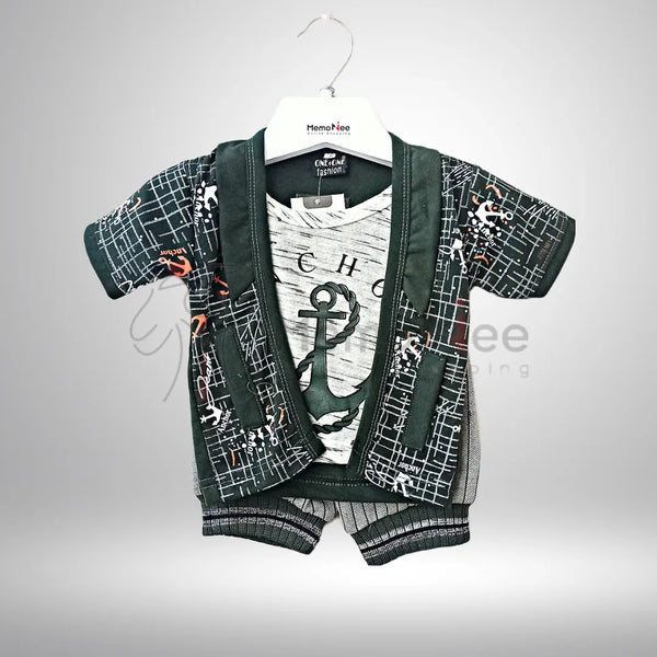 Boys Newborn Baby Turkish Style Dress 3pcs Style Anchor