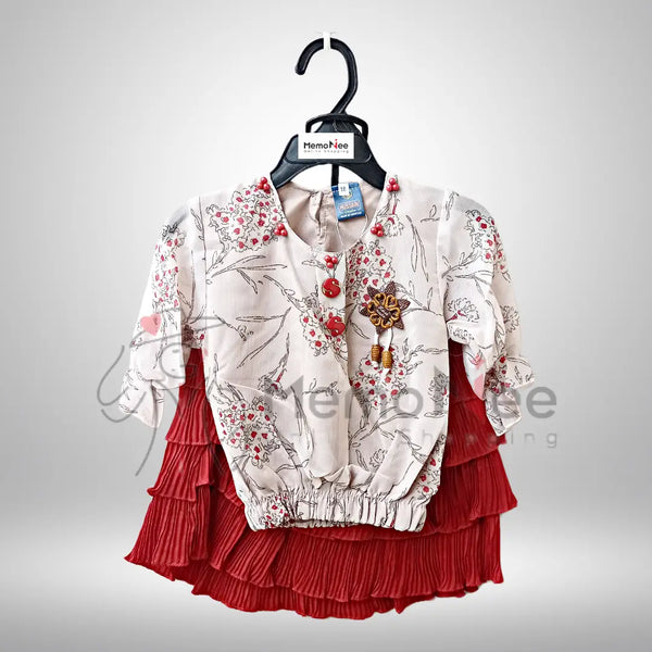 Girls Fancy Skirt Blouse Chiffon Shirt With Accessories Attatched