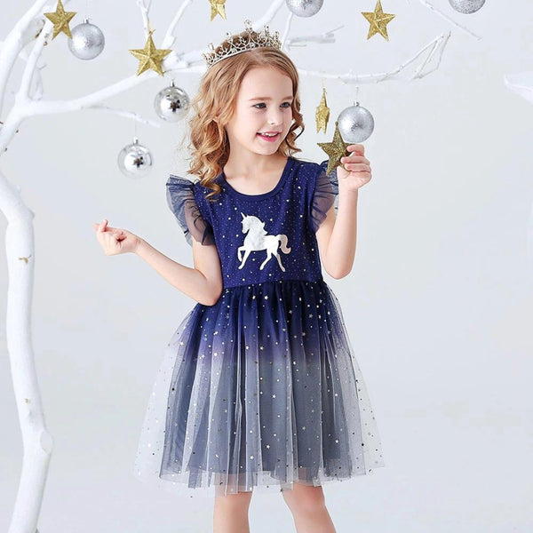 Girls Fancy Frock Suit Unicorn Print with Foil, and with Trouser TS696