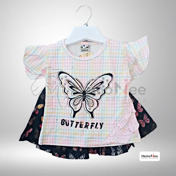 Gilrs Skirt Blouse Summer Premium Collection Butterfly