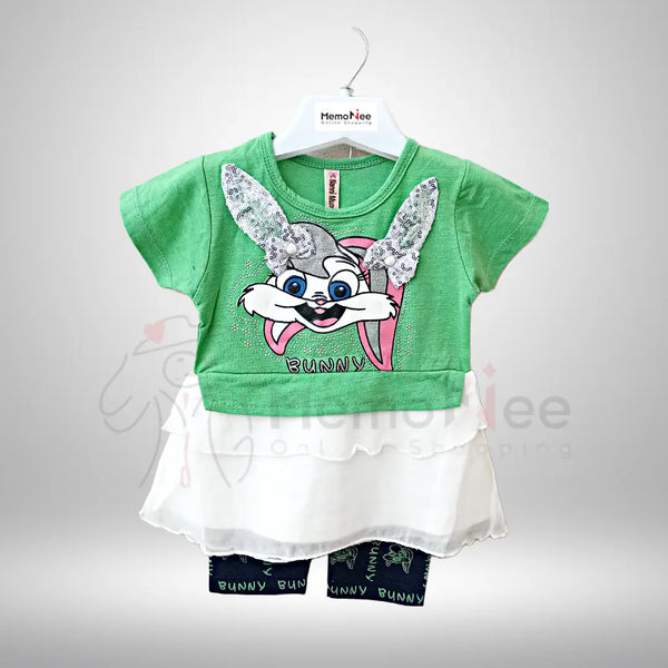 Girls Dress Bunny Print