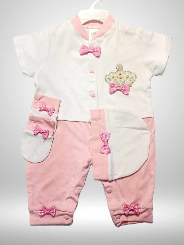 Turkish Style Romper Two Tone White Pink