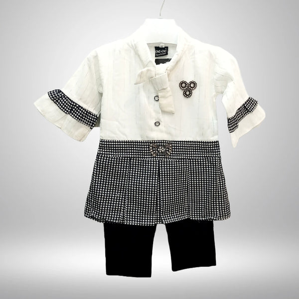 Girls Dress Black & White Party Wear OO9159